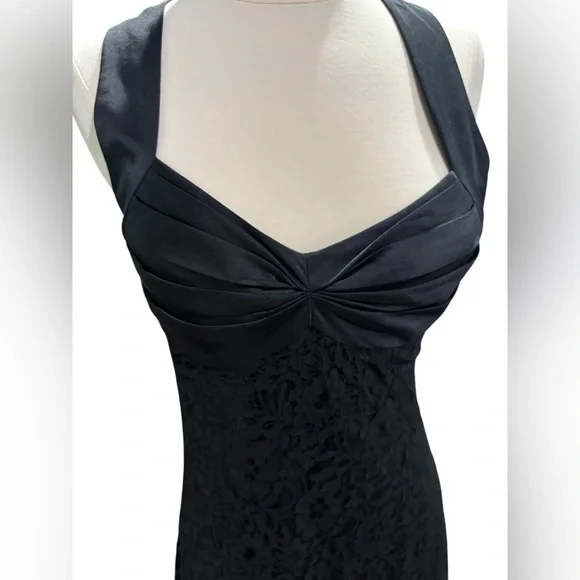 Calvin Klein Black Lace/Satin Floor Length Maxi Ball/Prom Dress-size 2 - Picture 2 of 12
